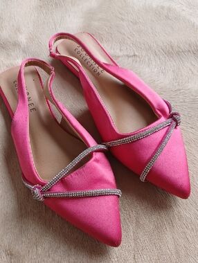 Journee Collection Satin Flats With Rhinestones